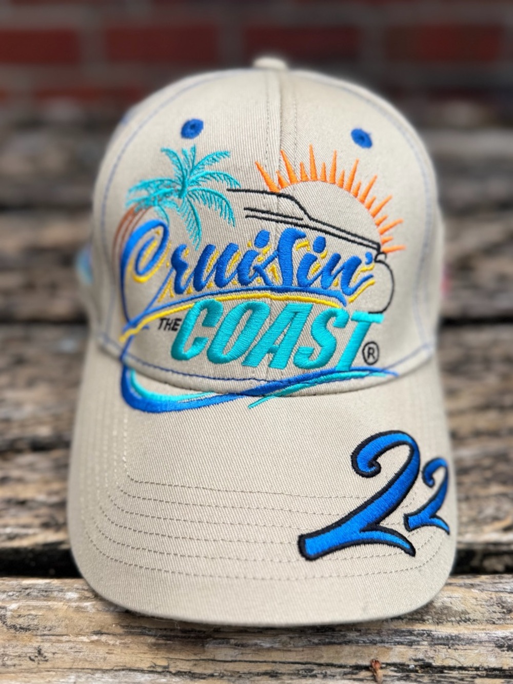 ET Motorgear 2018 Cruisin' The Coast Adjustable Embroidered Tan Baseball Cap F6